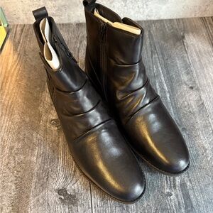 Earth Womens Alana Skellig Wide Black Leather Boots Size 10W
